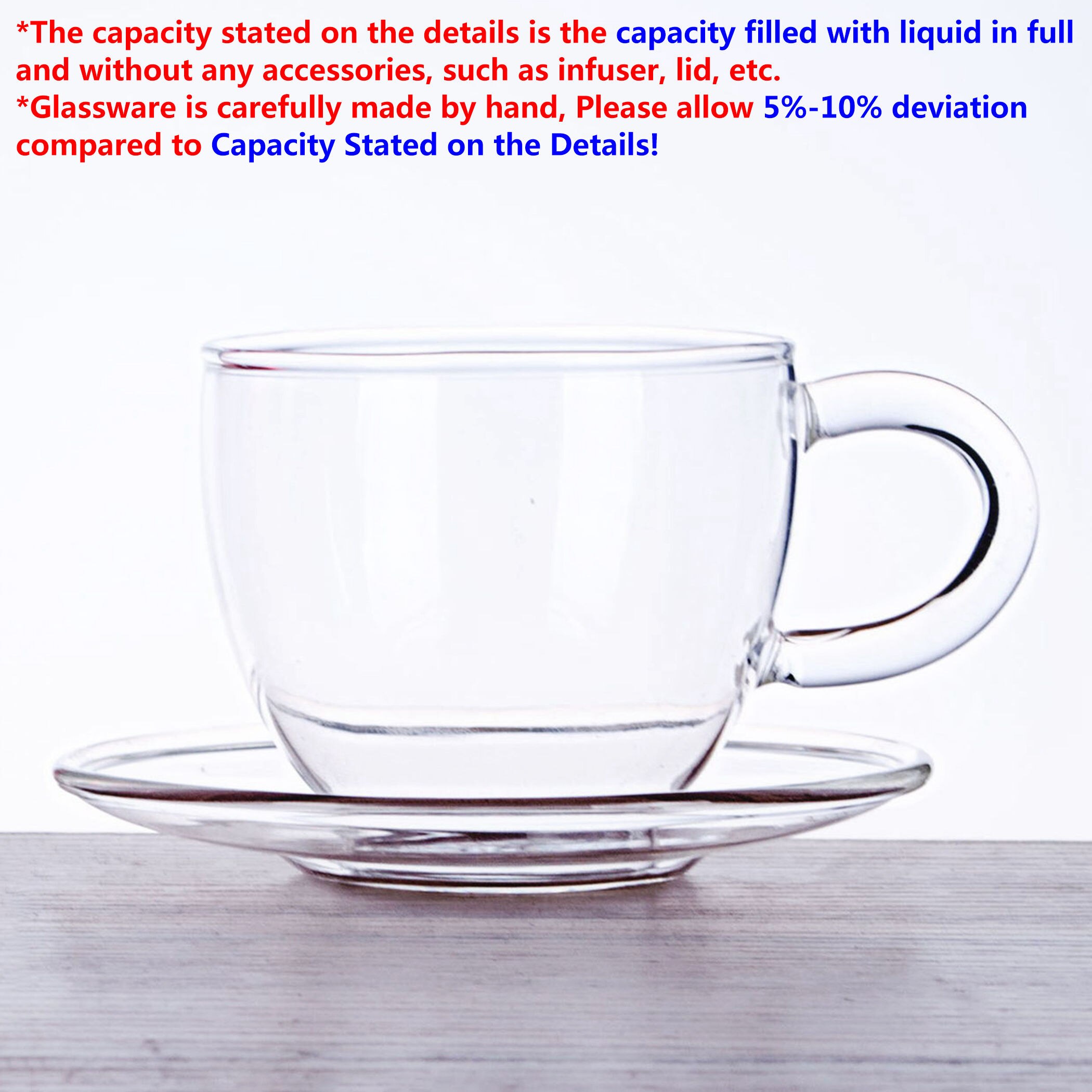 Cups &amp; Saucers Tea Set lots -1*100ml Heat Resistant Clear Glass Tea Cups Mugs +Saucer 9cm