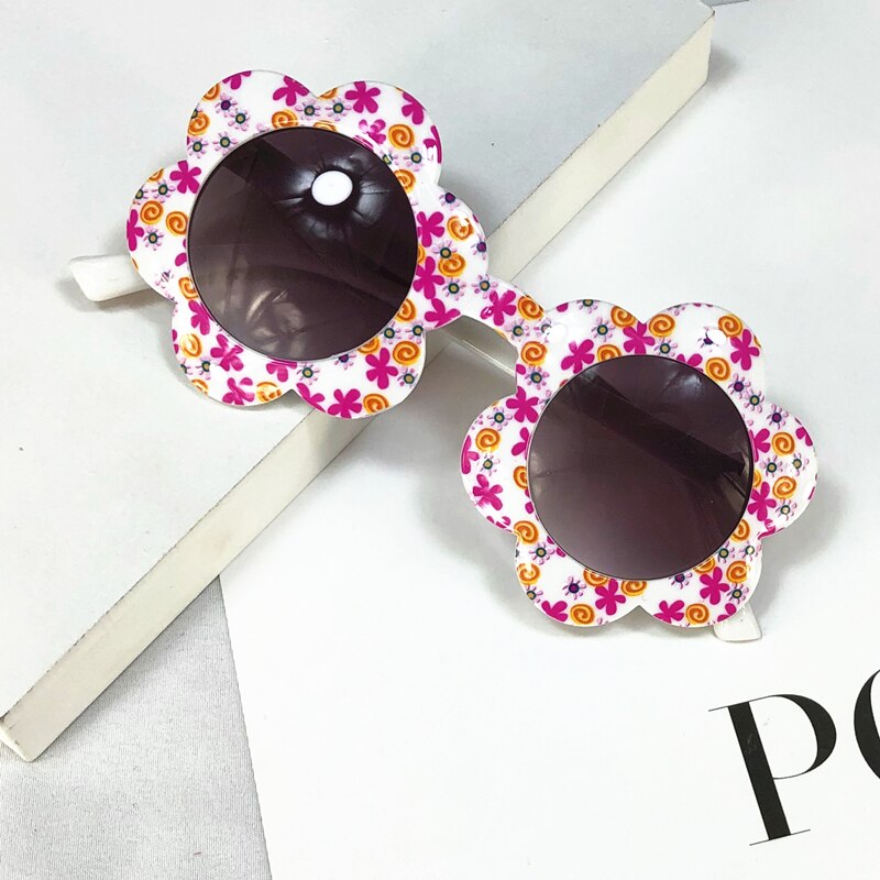 Gafas de sol para niños, lentes de sol infantiles de estilo Rural con estampado de flores, redondas, a prueba de sol, resistentes al desgaste,