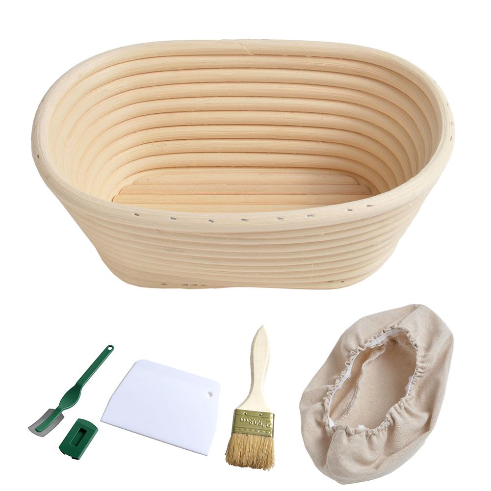 Oval Dough Banneton Brotform Dougn Rattan Bread Proofing Proving Baskets Fermentation Wicker Basket With Bread Lame Butter Brush: Default Title