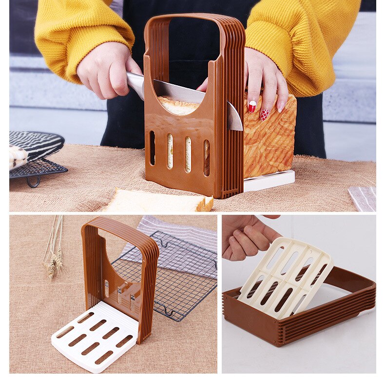 Toast Bread Slicer Plastic Foldable Loaf Cut Rack Cutting Guide Slicing Tool Kitchen Accessories Practical Cakes Split Tools