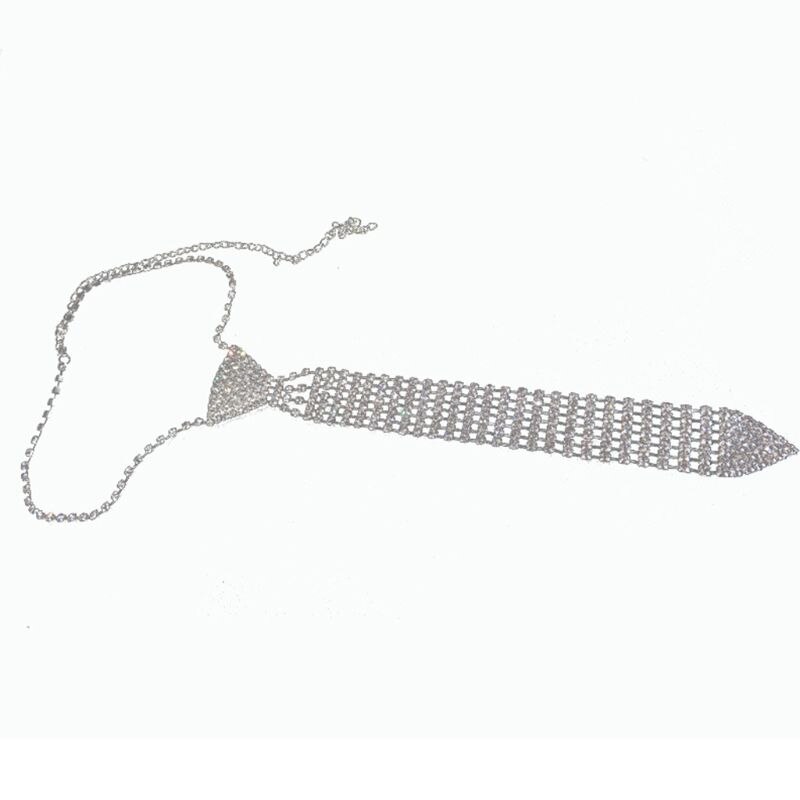 Collier en strass, cravate de luxe en diamant, pour mariage, Banquet, fête, Club, brillant