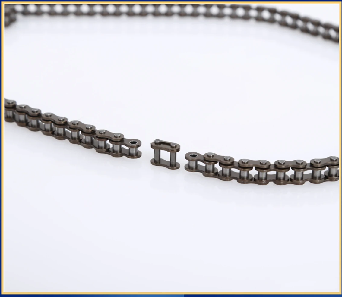 0.5-5m 04C-1 Roller Chain Link Distance 6.35mm Carbon Steel Link Head Industrial Transmission Single Row Chain Half/full Buckle