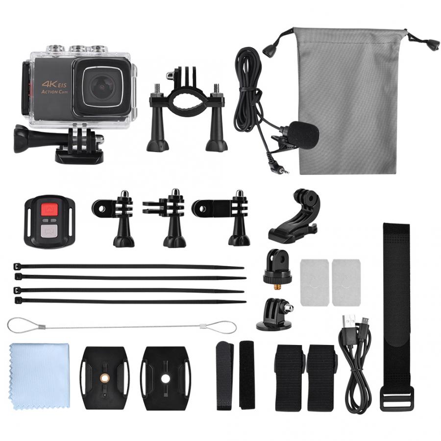 4K 30fps Anti Shake DSP Remote Control Waterproof Camera Set with Microphone Built-in Battery