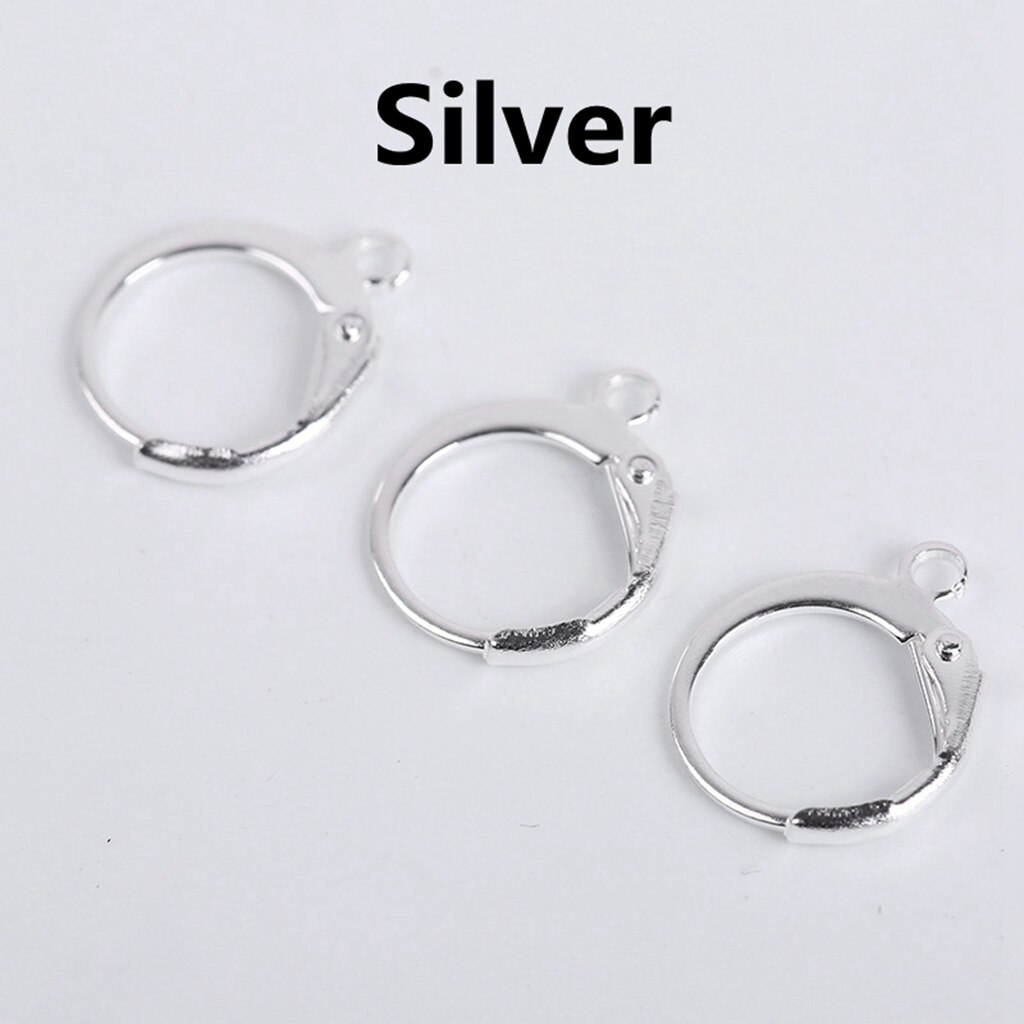 20 pz/lotto 14*12mm orecchini a molla ganci impostazioni filo cerchi di Base per gioielli che fanno forniture risultati gioielli fai da te accessori: Silver