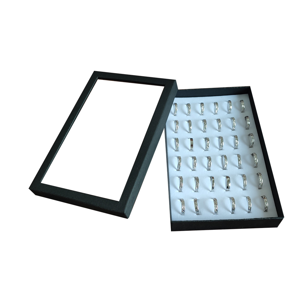 36-slot ringen display box standaard metalen oorbellen opbergdoos opbergdoos met transparant deksel sieraden vitrinekast: WHITE