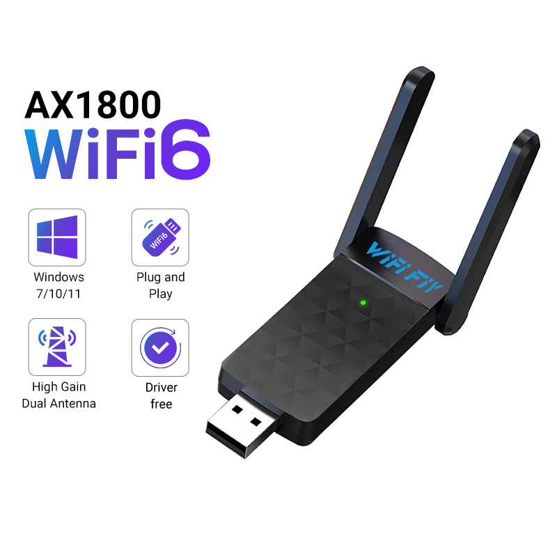 1800 mbps wifi 6 usb-adapter 5g/2.4 ghz usb 3.0 wi- fi-dongle trådløs 802.11ax netværkskort højforstærkende antenne til windows 10 11