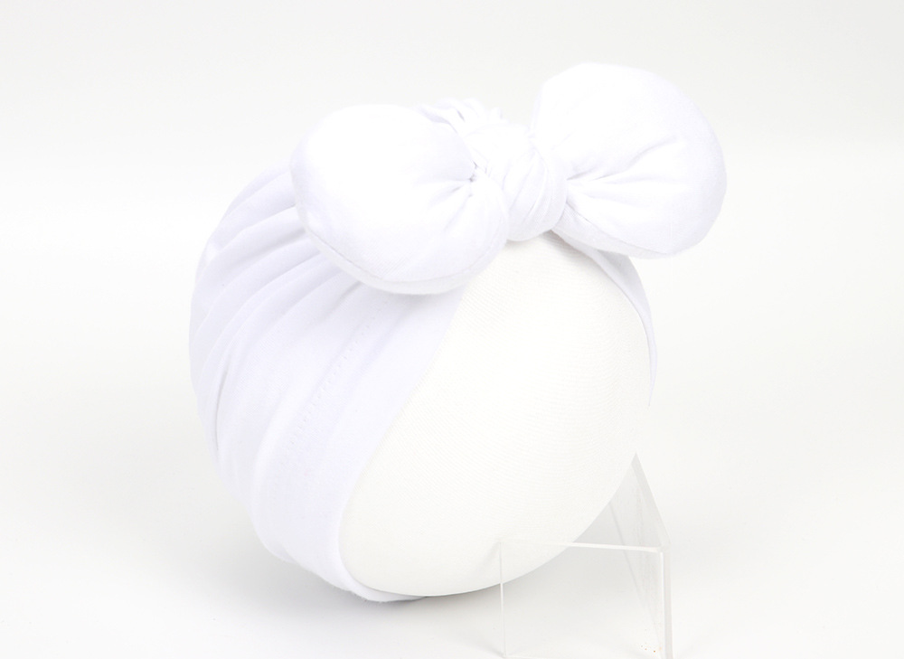Baby Meisje Hoeden Baby Puur Katoen Strik Caps Kinderen Zachte Tulband Kids Headwrap Effen Kleur Mutsen Haaraccessoires: 13