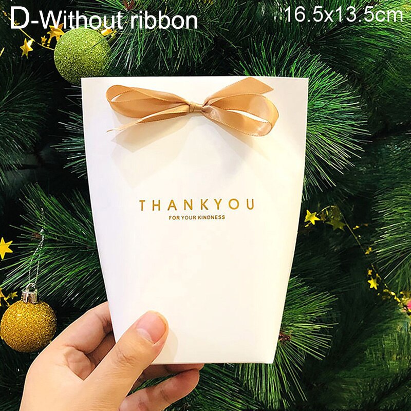 Black White Bronzing "Merci Candy Box Exquisite French Thank You Packaging Candy Kraft Paper Bag Wedding Dragee Box: 04 Without ribbon