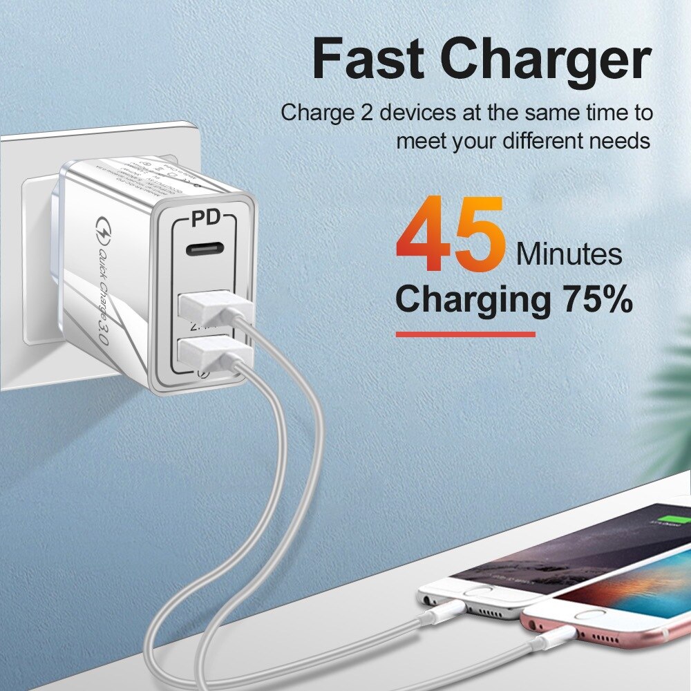 30W Pd Fast Charger Voor Iphone 12 11 Pro Max Quick Charge 3.0 Usb Type C Qc 4.0 Charger voor Samsung S20 S21 S10 S9 Plus Note 20