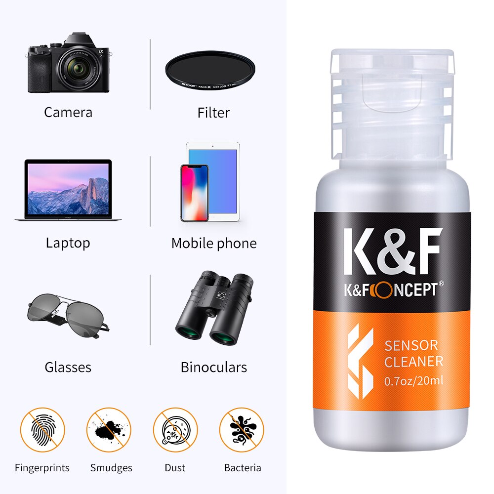 K &amp; F Concept 24Mm Cleaning Kits 16Pcs Cleaning Stick 20Ml Reinigingsvloeistof Pu Stofvrij rubber Handschoenen Voor Dslr Full Frame Camera &#39;S