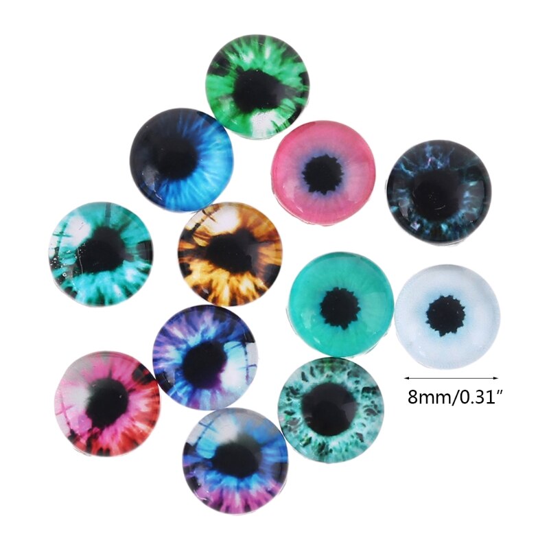 20 sztuk szklane lalki oko DIY rzemiosło gałki oczne dla zwierząt dinozaurów oczy akcesoria B2QD: 5AC105208 8mm