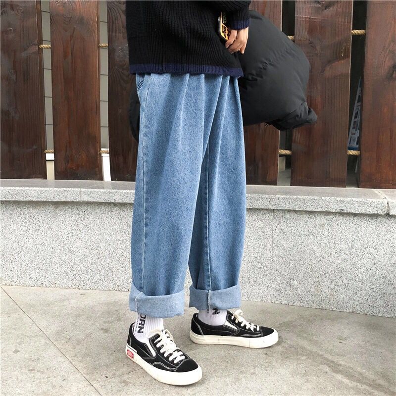 Street hip hop herrejeans tidemærke løs trendy ungdom lige koreanske brede ben daddy wild bukser