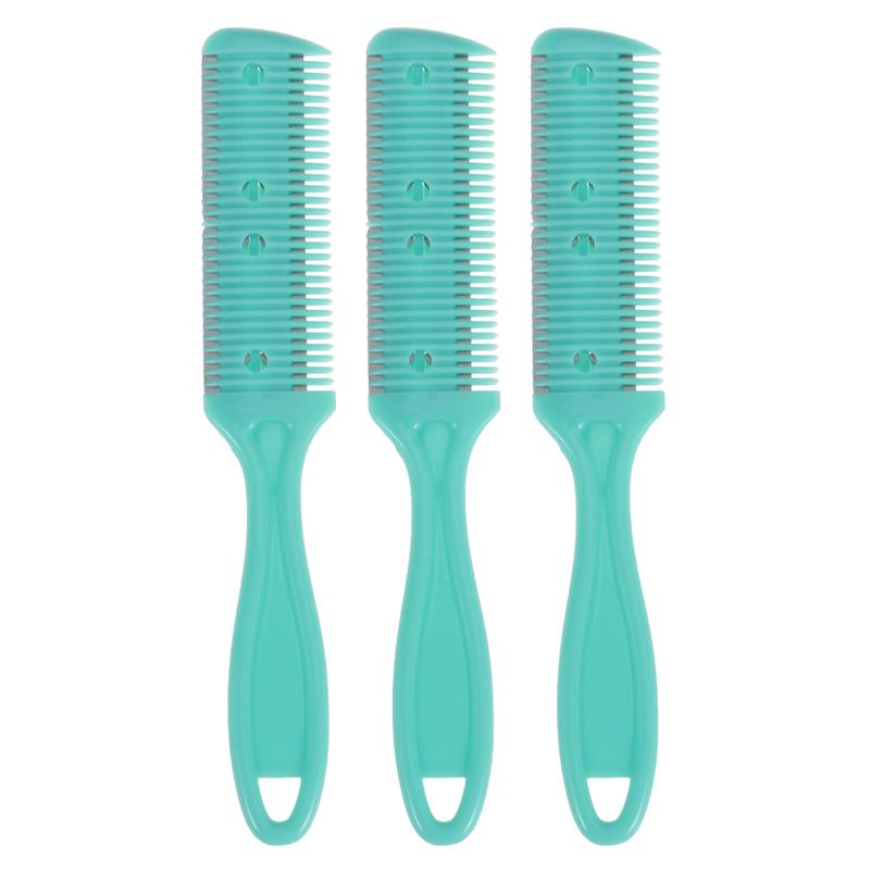 3 pièces coupe-cheveux peigne Double côté coupe de cheveux ciseaux lame en métal rasoir en plastique peigne coupe-cheveux tondeuse avec lame en acier inoxydable: Green