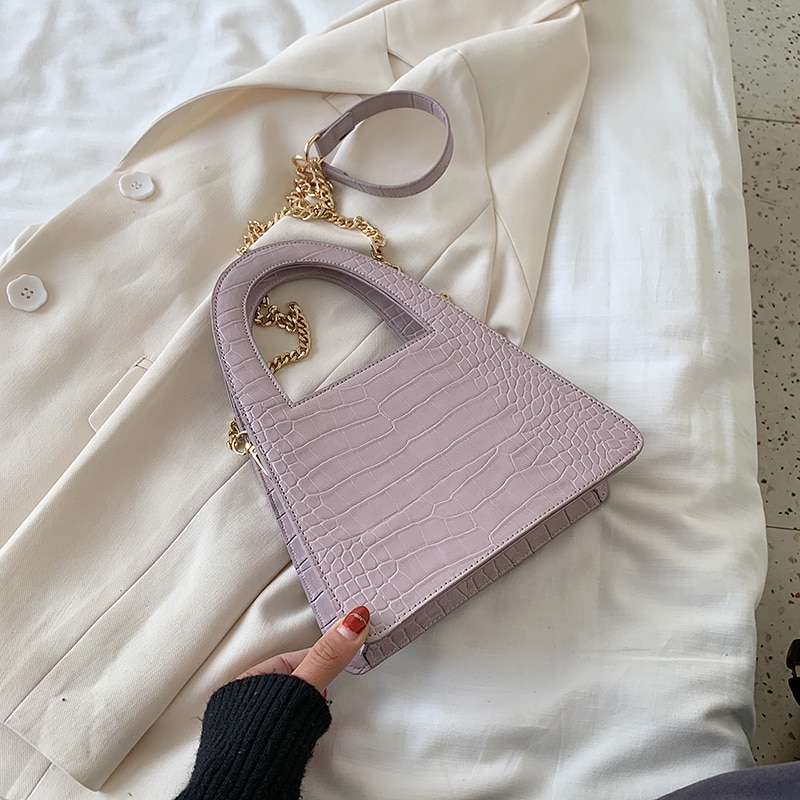 Kleine Steen Patroon Pu Lederen Crossbody Tassen Voor Vrouwen Ketting Handtassen Lady Schoudertas Simple Totes Handtas: Big Purple