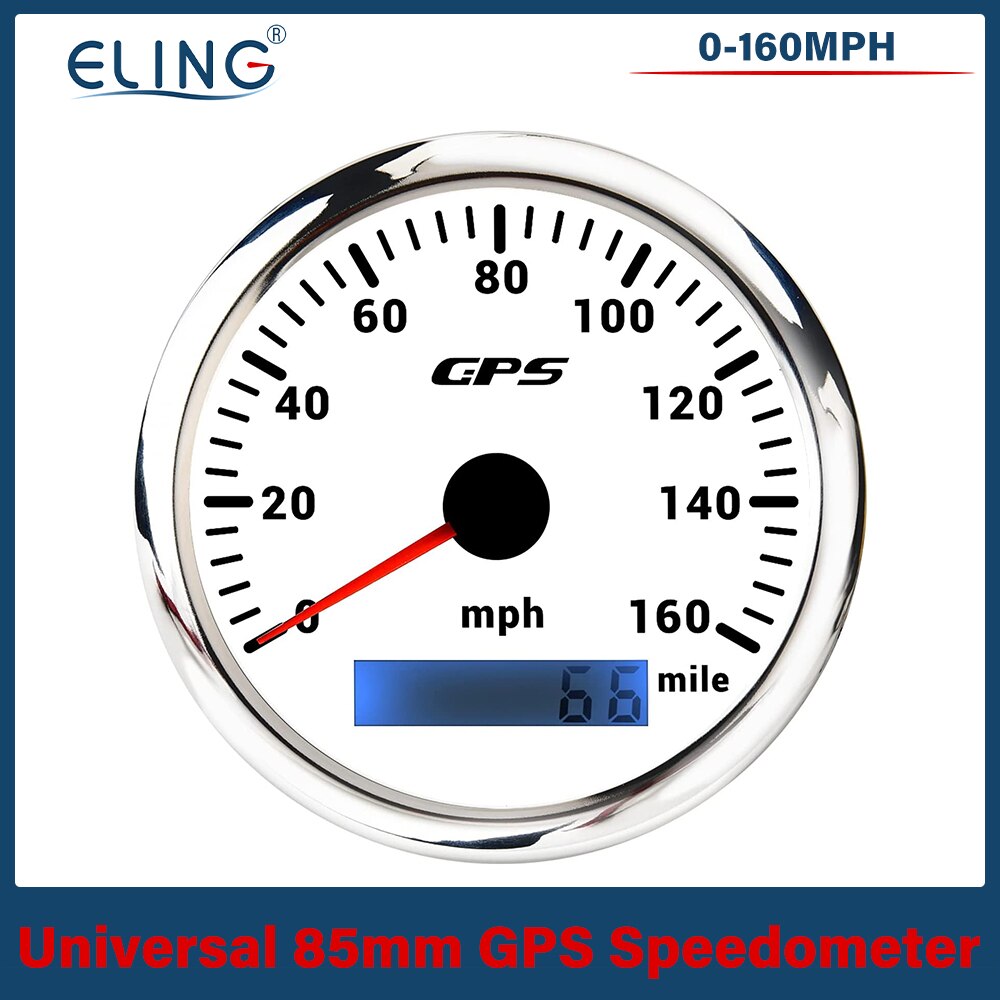 Velocímetro universal 30/60/120/200 km/h 30/60/80/120/160/200mph de eling de 85mm gps com luz de fundo de 7 cores da antena de gps para o carro do barco: 160MWS