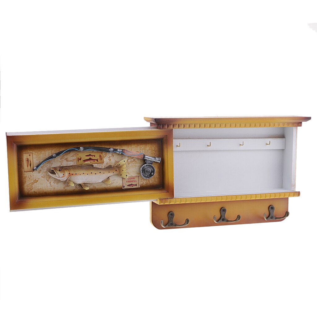 Wooden Key Holder Box 7 Hooks Wall Mounted &amp; Tabletop Key Guard Storage Organizer Handmade Hallway Entryway Home Decor