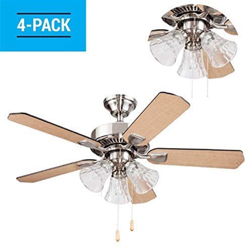 4PCS Ceiling Fan Light Covers, Glass Replacement Shades for Ceiling Fans,Light Fixtures with Decorative Hammered Finish