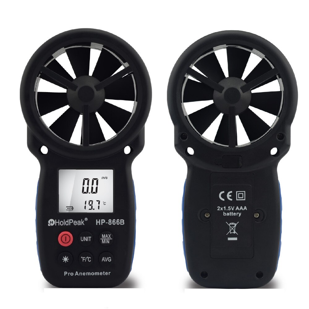 HOLDPEAK 866B Digital Anemometer THE BEST Wind Speed Meter Measures Wind Speed Temperature Wind Chill with Backlight