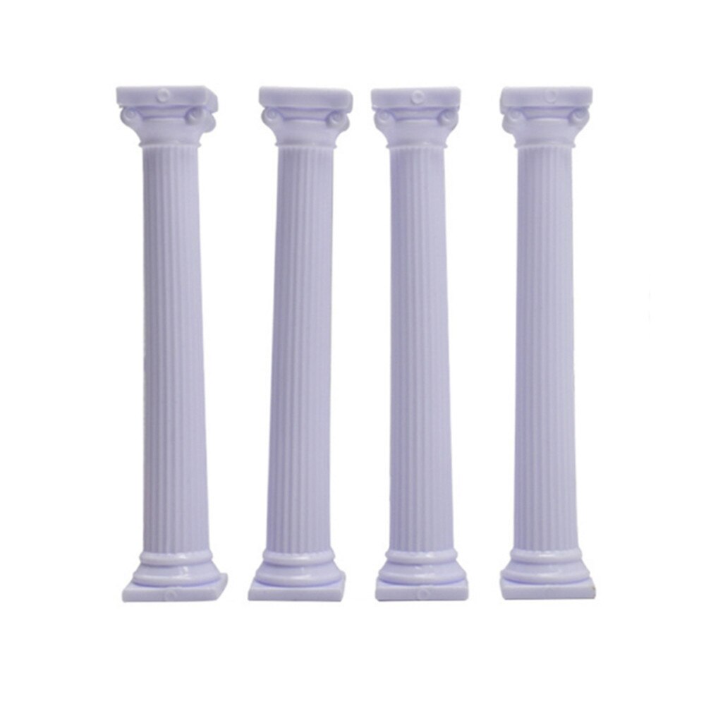 4pcs White Cake Pillars Wedding Cake Stands Cake Roman Pillar Fondant Cake Tier Separator Support Stand Decor: L