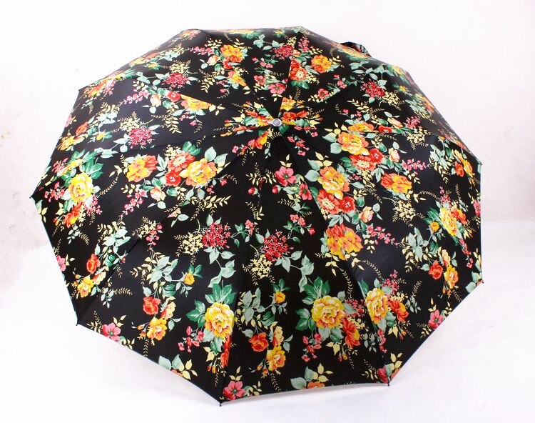 Ladies parasol Fully Automatic Compact Anti-UV printed flower Rain Sunshine Windproof Umbrellas Big Strong Women