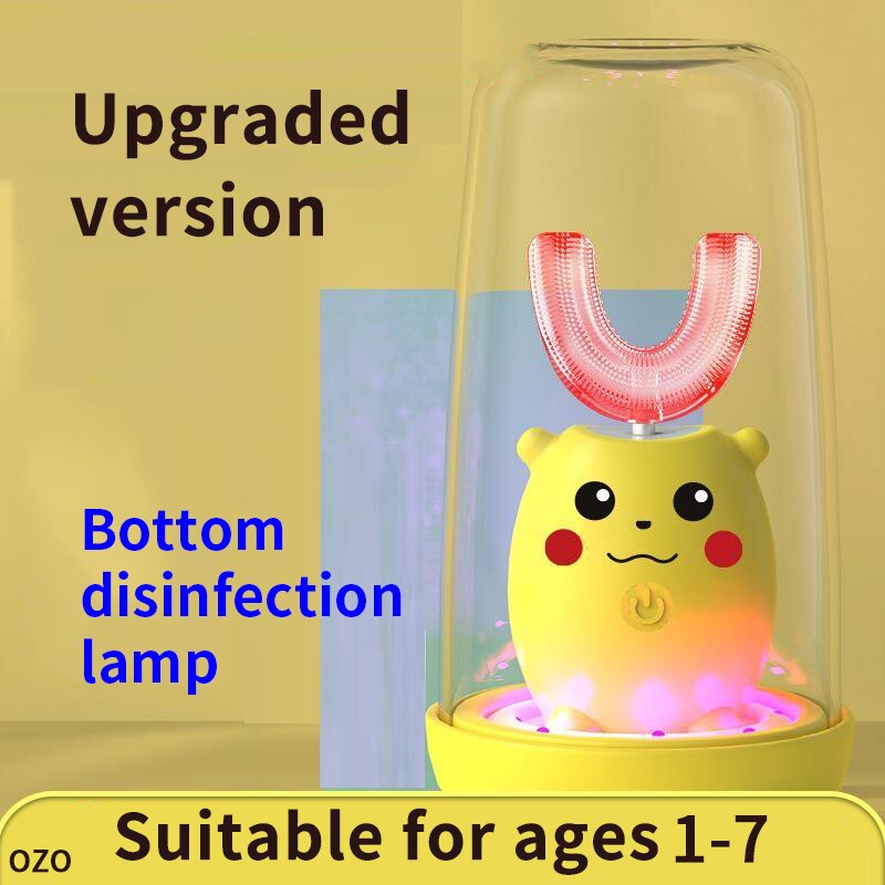Smart Sonic Electric Toothbrush Kids Silicone Automatic Ultrasonic Tooth Brush Children Blue Light Teeth Brush 360 U XaoMi Home: yellow 1-9 box