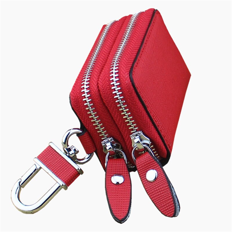 Femme de ménage voiture petit étui à clés clés pochette cuir unisexe clé sac organisateur multifonction porte-cartes: red