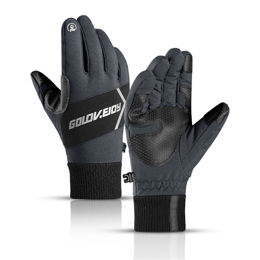 Warme Winter Handschoenen Anti-Slip Winddicht Waterdichte Handschoenen Mannen Skiën Nacht Reflecterende Fietsen Handschoenen Koude Slip Verdikking: Type A Gloves / XL Palm Width 9-10CM