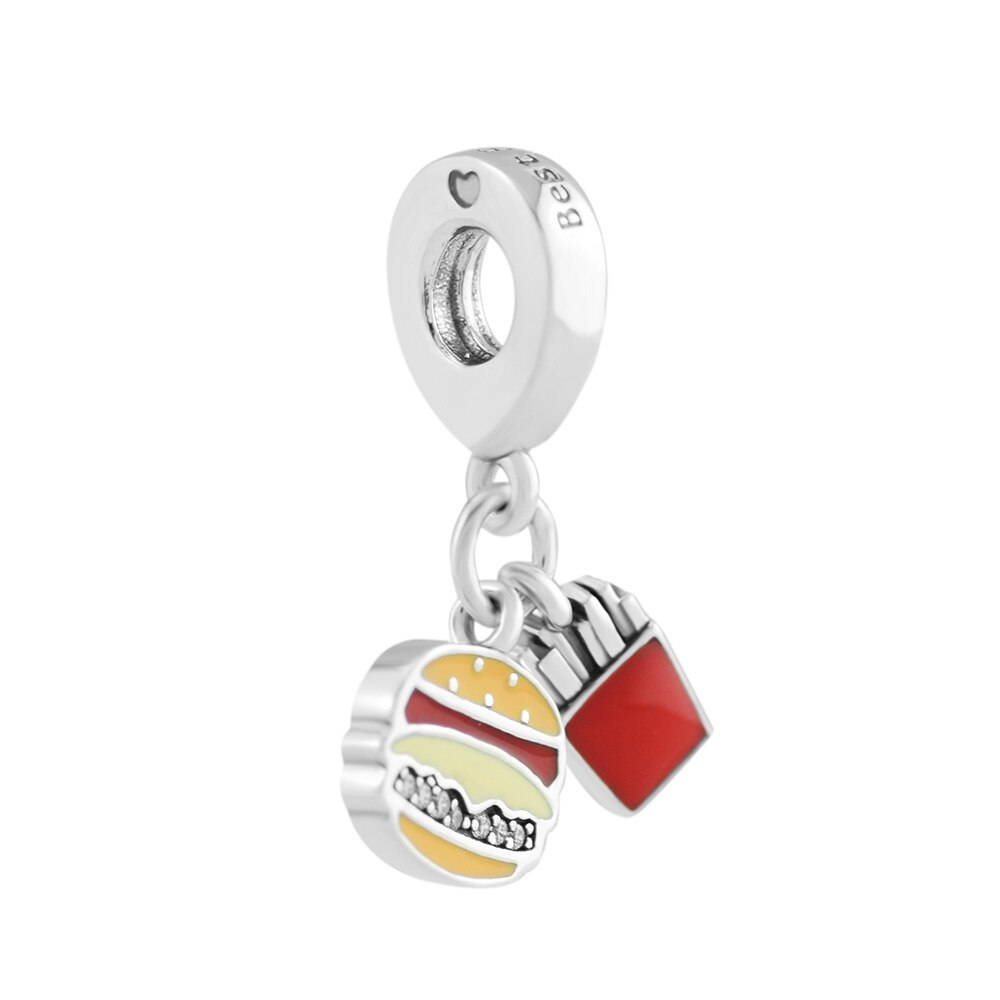 Perline 925 Sterling Silver New York Mette In Evidenza Ciondola il Fascino Misura Pendenti E Ciondoli Bracciali Gioielli FAI DA TE per Le Donne Degli Uomini del Regalo 02775: Burger Fries