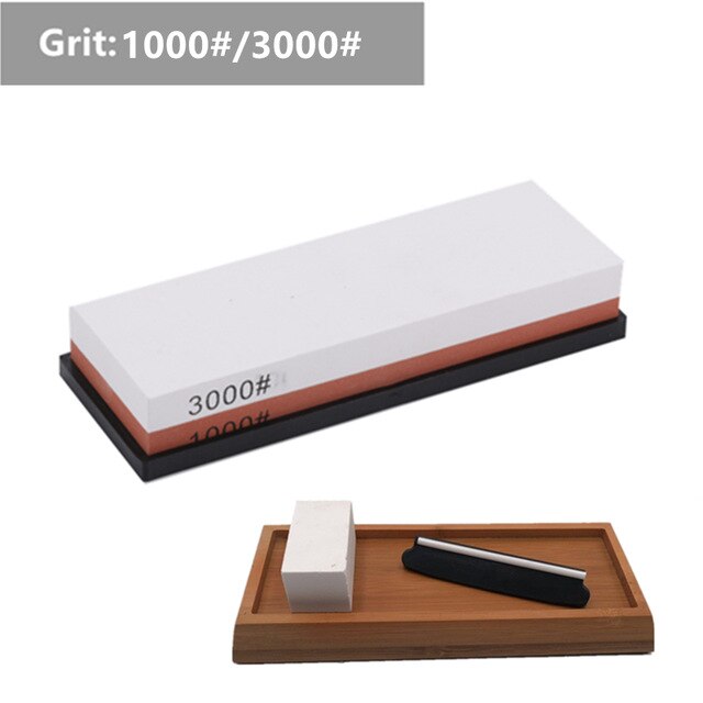 2-IN-1 Knife Sharpener Sharpening Stone Whetstone Scissors Sharpener System Grinding Wet Stone Honing Kitchen Tool: 1000 3000 set