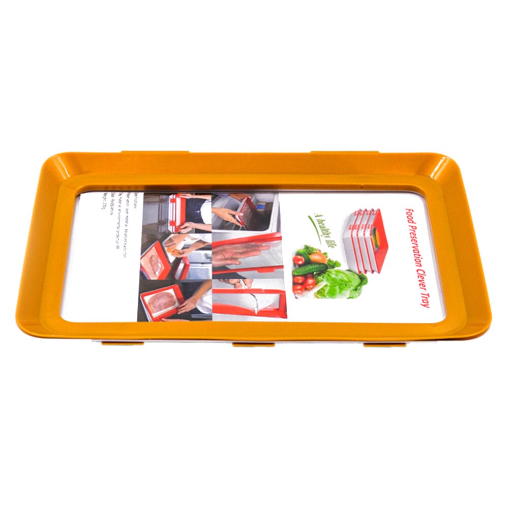 Food Preservation Tray Stackable Food Fresh Tray Magic Elastic Fresh Tray Reusable Food Refrigerator Storage Container: Orange