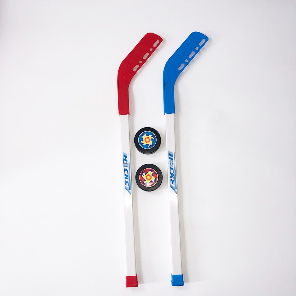 4 stk / sett barn barn vinterhockey stick treningsverktøy plast 2 x pinner 2 xball vintersport leketøy passer i 3-12 år: Rød 70cm