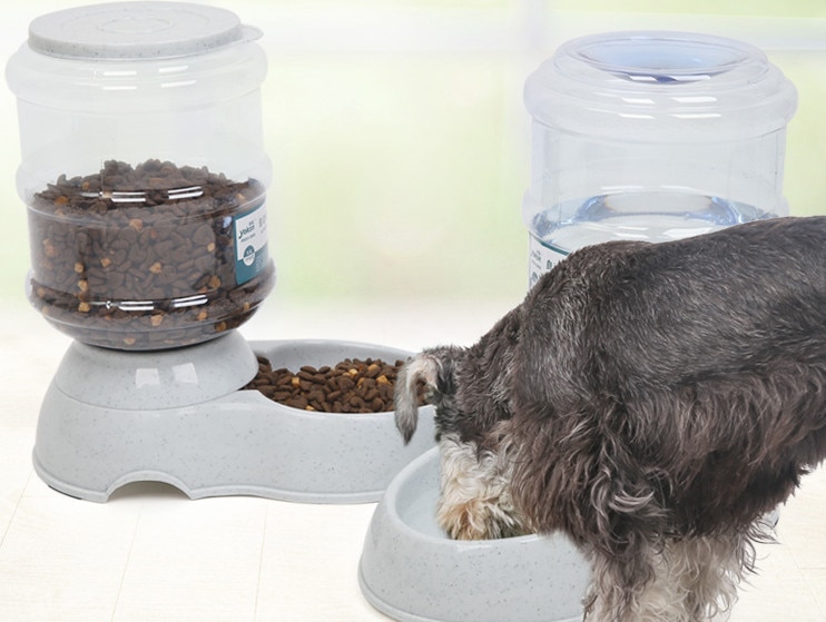 Fuente de alimentación automática para mascotas de 3,5 l para gatos y perros, tazón de plástico ecológico para comida de perros, dispensador de agua para mascotas