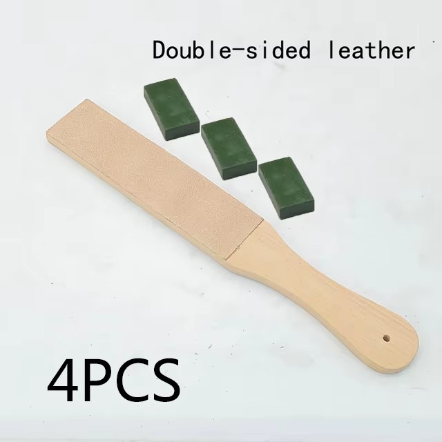 Double Side Leather Strop for Knife Sharpening Stropping Block Kit with Polishing Compound Knife Sharpening Double Side: black