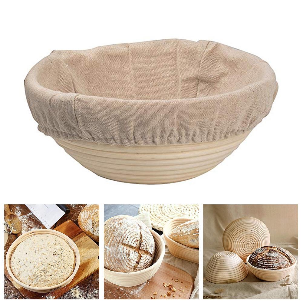 Oval/rund naturlig rattan gæringskurv brød bannedej flet med dæksel vævet opbevaringsprøve hævekurve værktøj