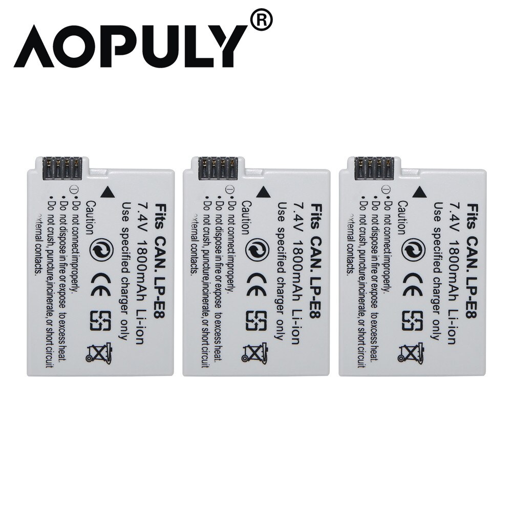 Batterie LPE8 LP E8 2000mAh, pour Canon EOS 550D 600D 650D 700D X4 X5 X6i, avec écran LCD et USB, double chargeur, LP-E8