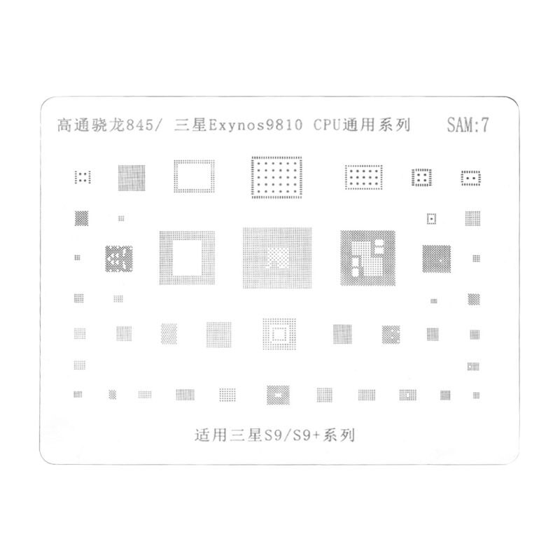 BGA Stencil for MSM 845/Sam-sung Exynos 9810 8895 CPU Reballing Planting Tin Net