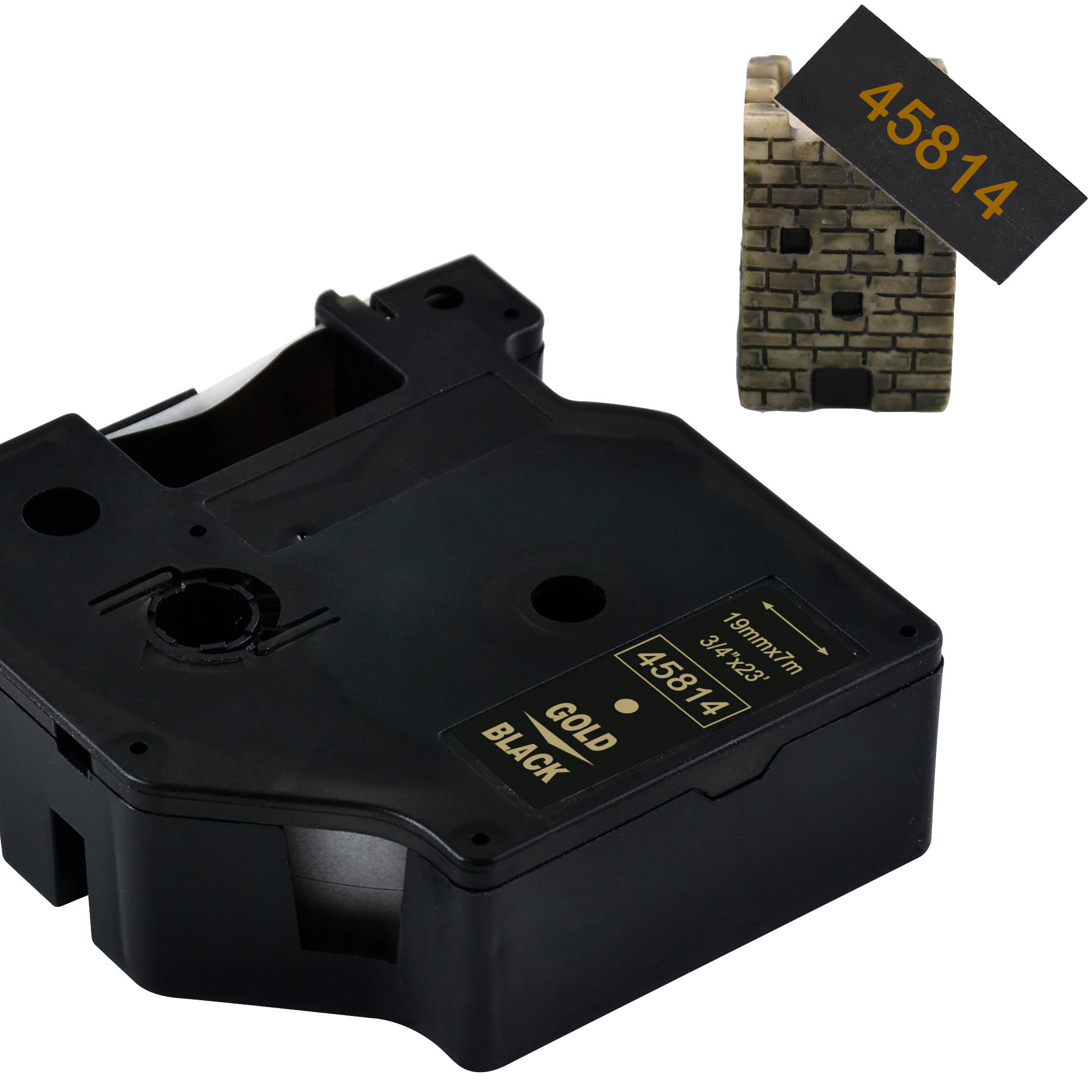 Cidy 5 stk 45803 kompatible dymo labelmanager 19mm d1 sort på hvid dymo maker 45808 label tape patroner til dymo  lm160 lm280: Guld på sort