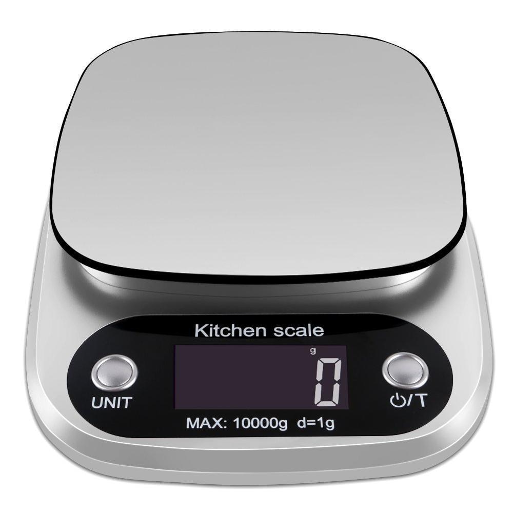 Digital Kitchen Scale Multifunction Food Scale 22lb 10kg Silver Stainless Electronic Scale Kitchen Bar Supplies