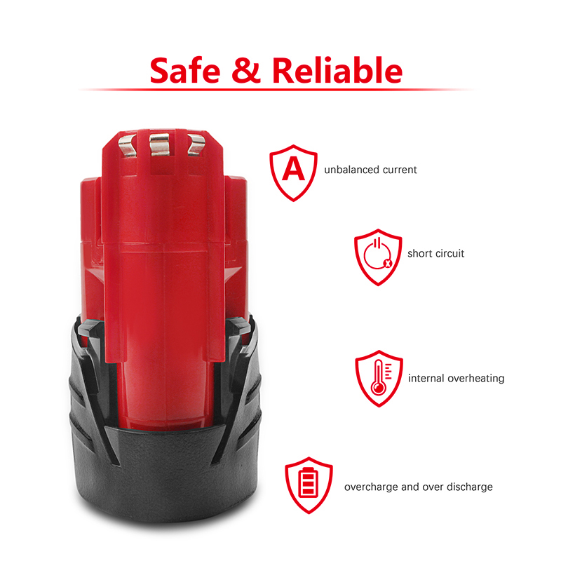 12V 3,0Ah wiederaufladbarer 3000mAh Akku für Milwaukee M12 XC Akku-Werkzeuge 48-11-2402 48-11-2411 Akkus 48-11-2401 MIL-12A-LI