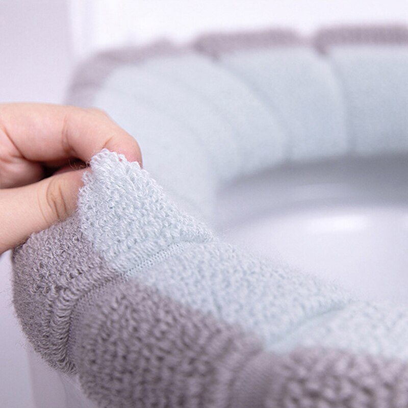 Badeværelse toilet toiletpude kan vaskes blød isolering pad cover pad vinter kontrast farve to-farve varm toilet sæde pude