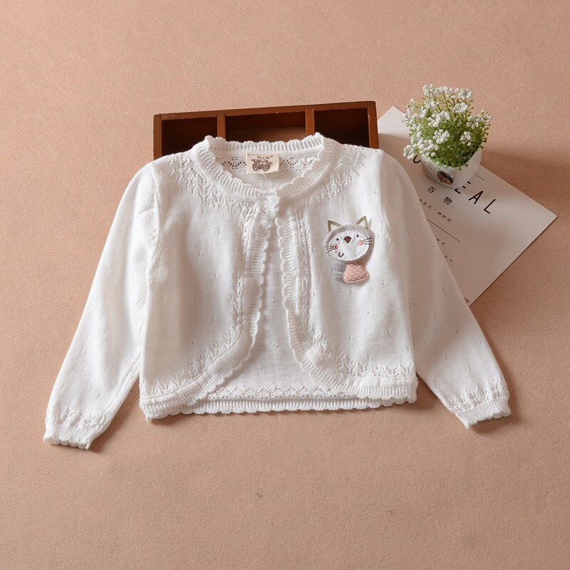 Meisjes Vest Trui Jas 100 Katoen Meisjes Bovenkleding Voor 1 2 4 6 8 Jaar Oude Kinderen Kleren RKC195082: Ivoor / 3M