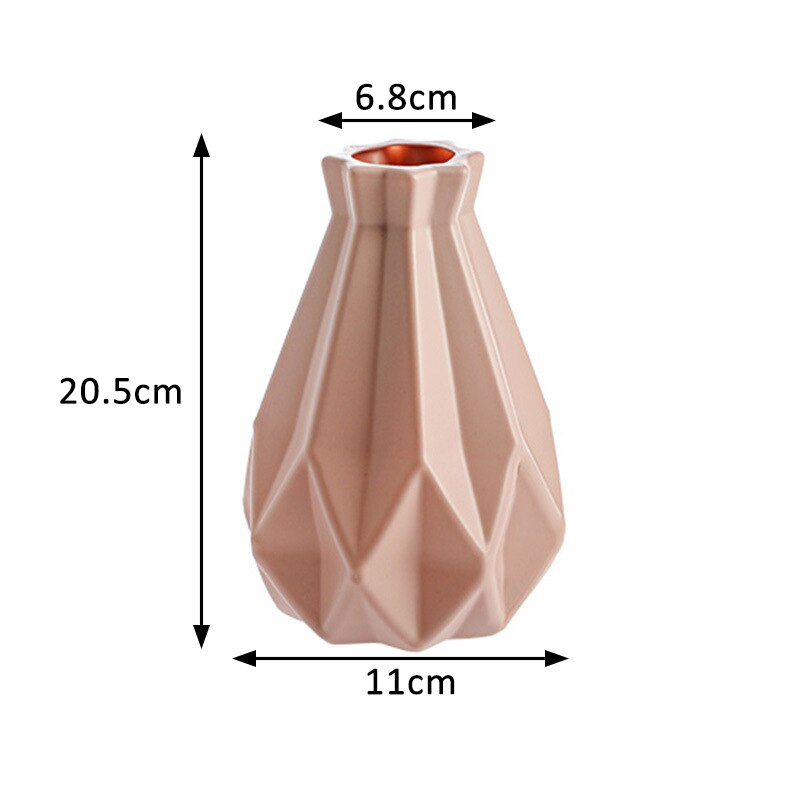 1Pcs PE Big Belly/Diamond/Tree Shape Vase Flower Imitation Ceramic Plastic Flower Vase Flower Basket Nordic Style: big belly pink