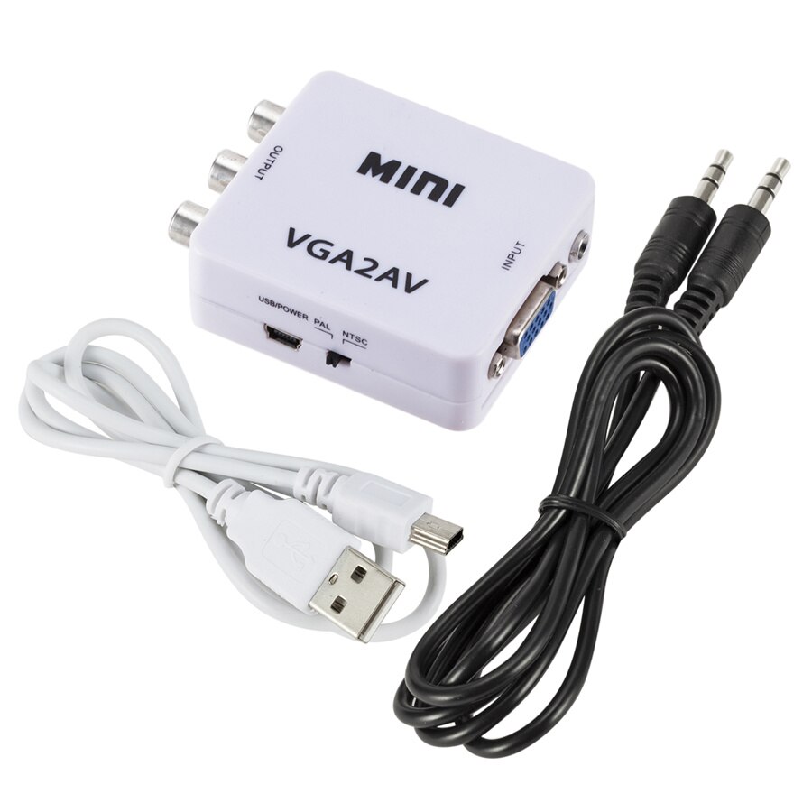 Mini HD AV2VGA Video Converter Convertor with 3.5mm Audio AV VGA Converter Conversor For PC to TV HD Computer to TV