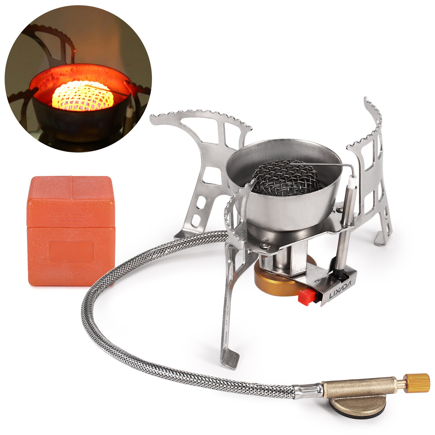 Lixada Foldable Camping Gas Stove Gas Burner Windproof Piezo Ignition Backpacking Stove Outdoor Portable Cooking Stove: Netted Burner