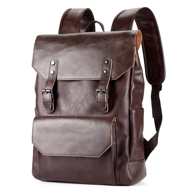 Vintage Stijl Mannen PU Lederen Rugzak Mens Waterdichte Rugzak Mannelijke College High School Tassen Rugzak Reistas Mochila