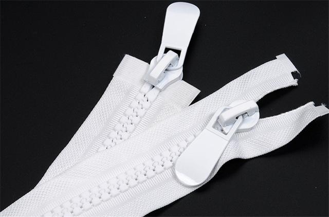 No. 8 resin double opening large zipper long down jacket zippers for sewing double head two-way cotton coat VAB zipper FZ83: White 120CM