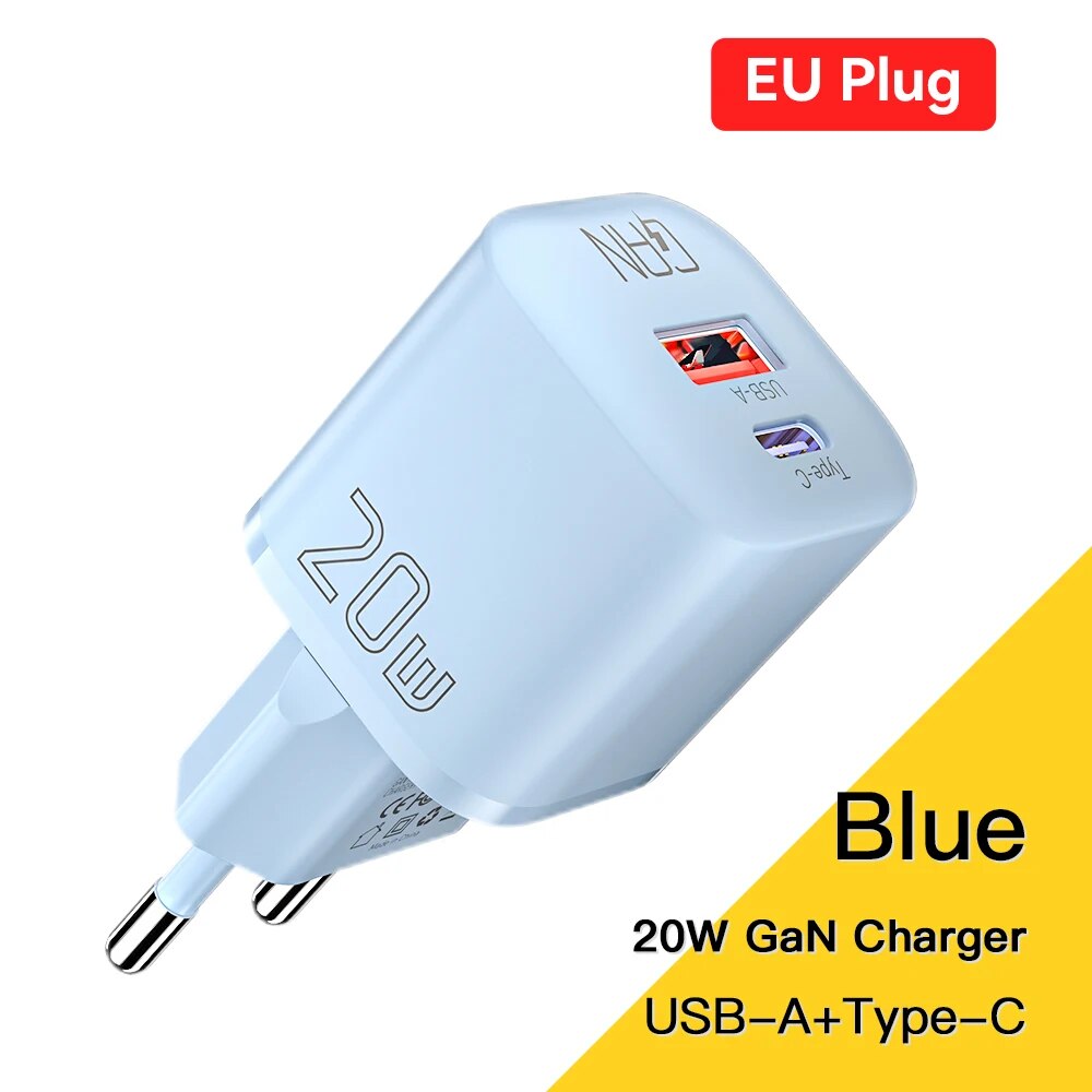 Essager 20W GaN USB tipo C cargador PD carga rápida teléfono QC 3,0 cargadores rápidos para iPhone 14 13 12 11 Pro Max Mini iPad carga