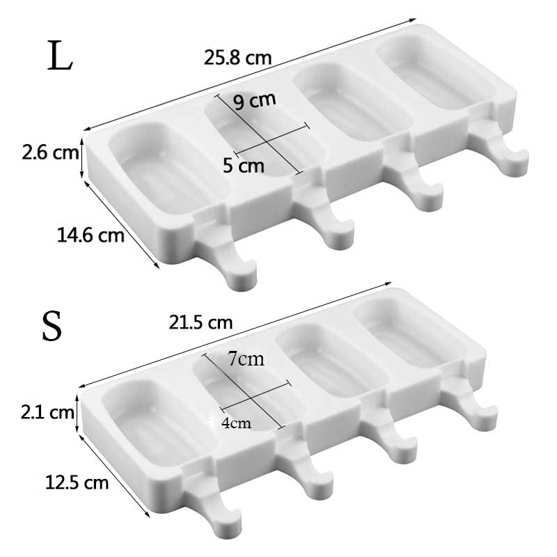 Moldes de sorvete congelado, moldes de silicone com 10 pçs de picolés, 4 cavidades, faça você mesmo, moldes de cozinha, utensílios de criação de sobremesa