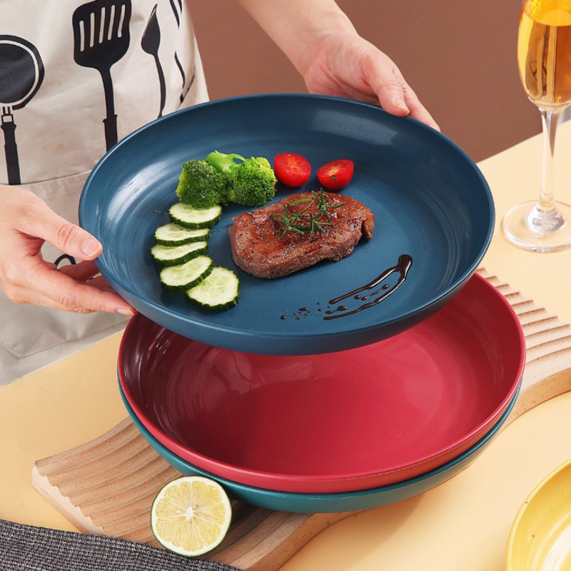 Inyahome onbreekbare dinerborden, herbruikbare borden voor de kantine, geschikt voor vaatwasser en magnetron, gemakkelijk schoon te maken, bpa-vrij, rood.