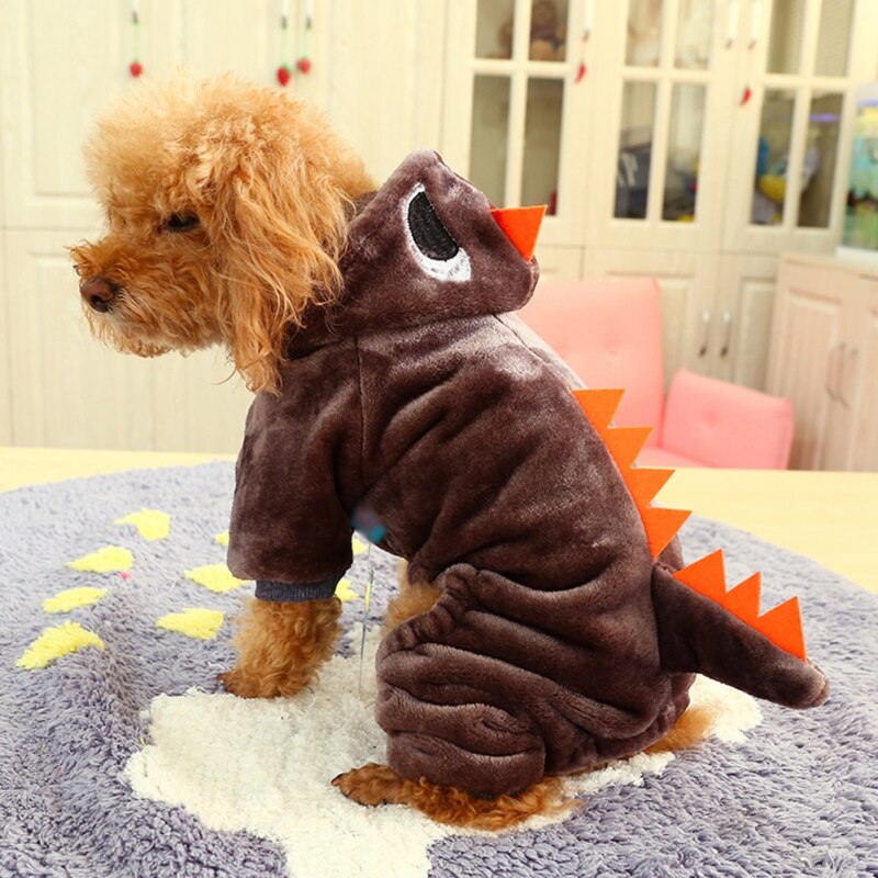 Hiver doux chien vêtements dinosaure combinaisons polaire chien sweats à capuche manteau veste pyjamas vêtements pour chiens tenue animaux vêtements